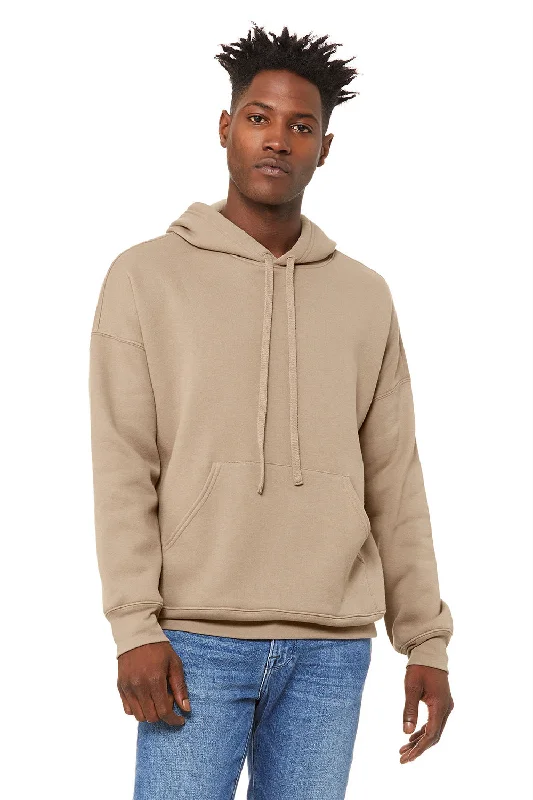 Men's adventure-ready gym hoodie-Bella + Canvas Mens Sponge Fleece Hooded Sweatshirt Hoodie w/ Pouch Pocket - Tan Brown