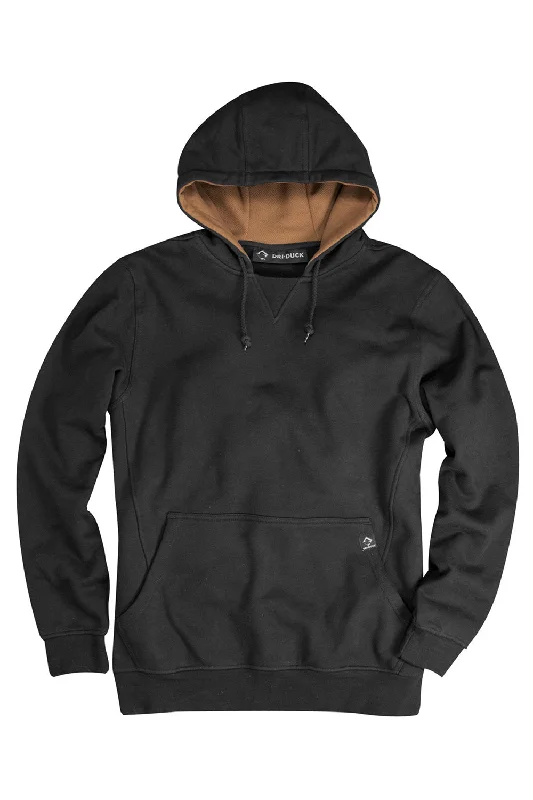 Men's non-iron travel hoodie-Dri Duck Mens Woodland Fleece Hooded Sweatshirt Hoodie w/ Pouch Pocket - Black