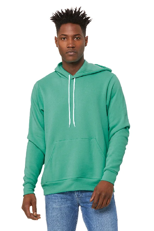 Men's comfortable casual hoodie-Bella + Canvas Mens Sponge Fleece Hooded Sweatshirt Hoodie w/ Pouch Pocket - Teal Green