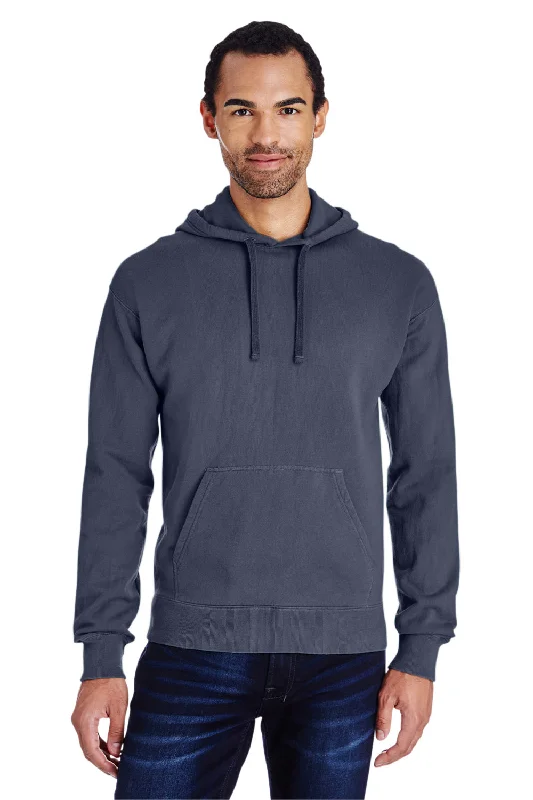 Men's tech-inspired active hoodie-ComfortWash By Hanes Mens Hooded Sweatshirt Hoodie w/ Pouch Pocket - Anchor Slate Blue