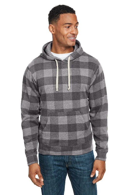 Men's summer lightweight hoodie-J America Mens Fleece Hooded Sweatshirt Hoodie w/ Pouch Pocket - Smoke Grey Buffalo