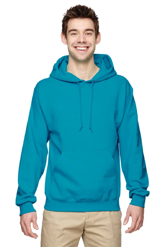 Men's breathable hiking hoodie-Jerzees Mens NuBlend Pill Resistant Fleece Hooded Sweatshirt Hoodie w/ Pouch Pocket - California Blue