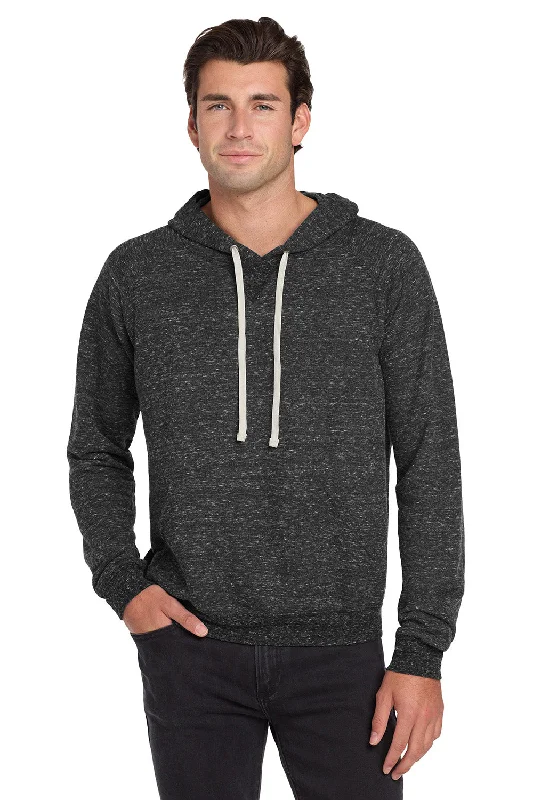 Men's adventure-ready gym hoodie-Jerzees Mens Vintage Snow French Terry Hooded Sweatshirt Hoodie w/ Pouch Pocket - Heather Black