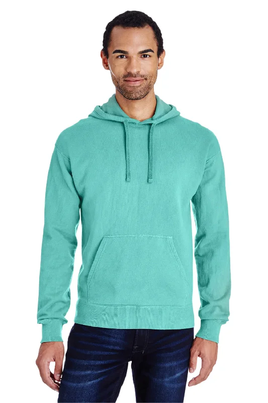 Men's sustainable gym hoodie-ComfortWash By Hanes Mens Hooded Sweatshirt Hoodie w/ Pouch Pocket - Mint Green