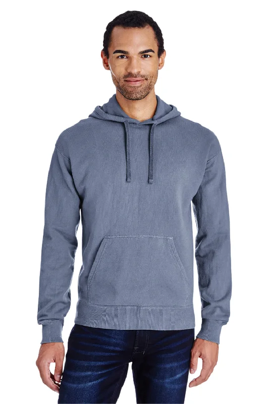 Men's summer travel hoodie-ComfortWash By Hanes Mens Hooded Sweatshirt Hoodie w/ Pouch Pocket - Saltwater Blue