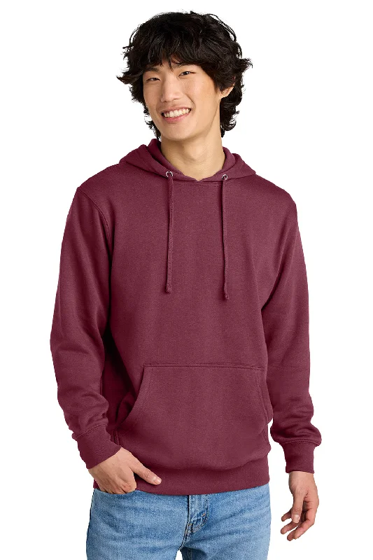 Men's comfortable hiking hoodie-District Mens Very Important Fleece Hooded Sweatshirt Hoodie w/ Pouch Pocket - Plum Purple