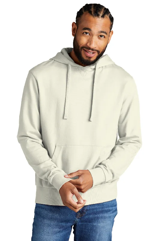 Men's antibacterial streetwear hoodie-Allmade Mens Organic French Terry Hooded Sweatshirt Hoodie w/ Pouch Pocket - White Sand