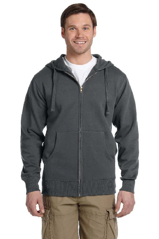 Men's quick-dry hiking hoodie-Econscious Mens Full Zip Hooded Sweatshirt Hoodie w/ Pockets - Charcoal Grey