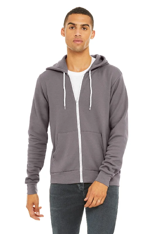 Men's versatile hiking hoodie-Bella + Canvas Mens Fleece Full Zip Hooded Sweatshirt Hoodie w/ Pockets - Storm Grey