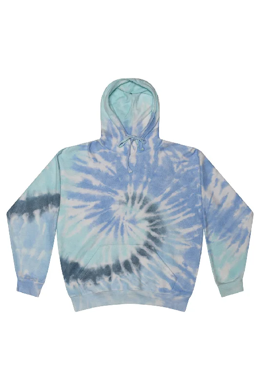 Men's functional zip-up hoodie-Tie-Dye Mens Cloud Hooded Sweatshirt Hoodie w/ Pouch Pocket - Lagoon