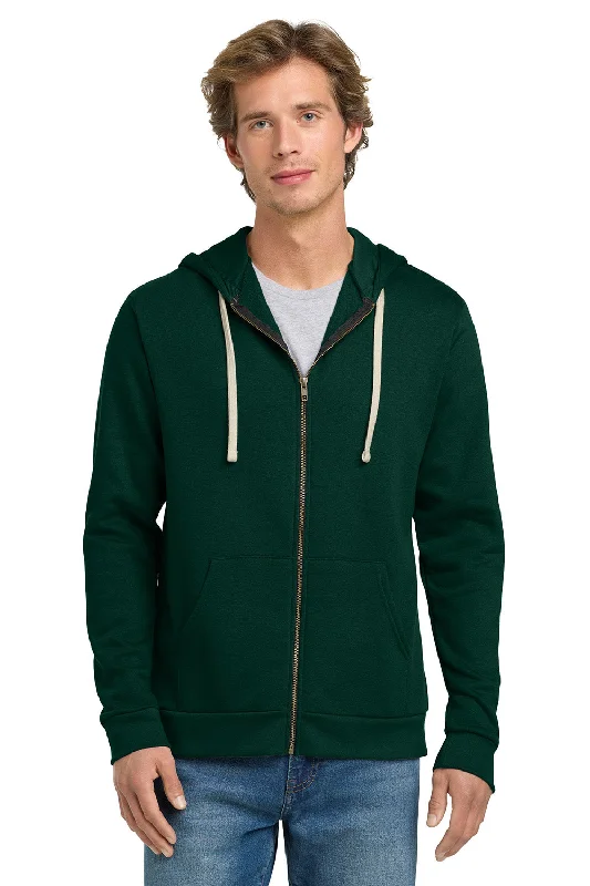 Men's antibacterial casual hoodie-Next Level Mens Fleece Full Zip Hooded Sweatshirt Hoodie w/ Pockets - Forest Green