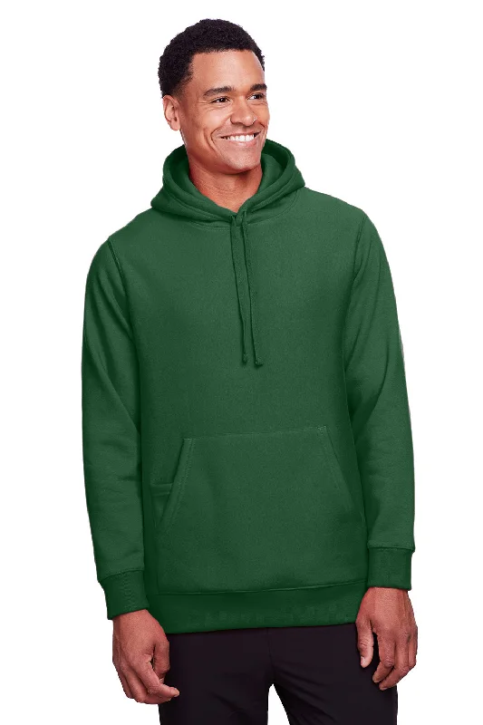 Men's ultra-light gym hoodie-Team 365 Mens Zone HydroSport Fleece Water Resistant Hooded Sweatshirt Hoodie w/ Pouch Pocket - Dark Green