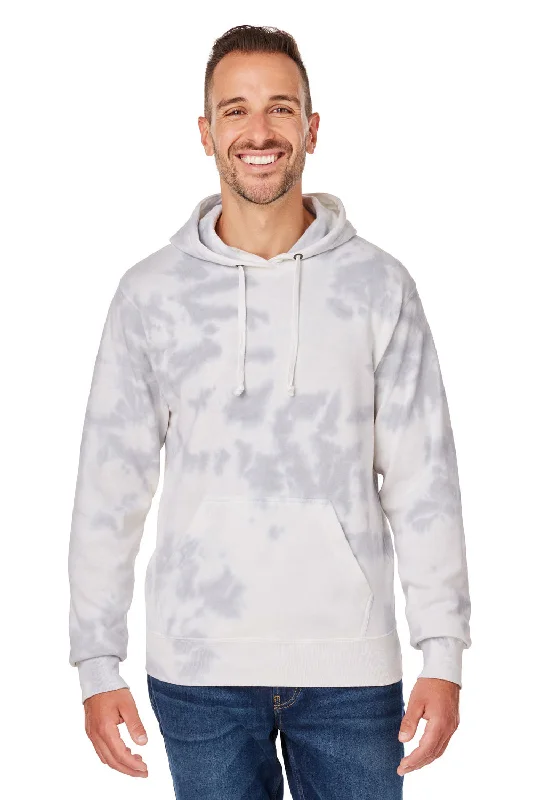 Men's modern streetwear hoodie-J America Mens Tie-Dye Hooded Sweatshirt Hoodie w/ Pouch Pocket - Grey