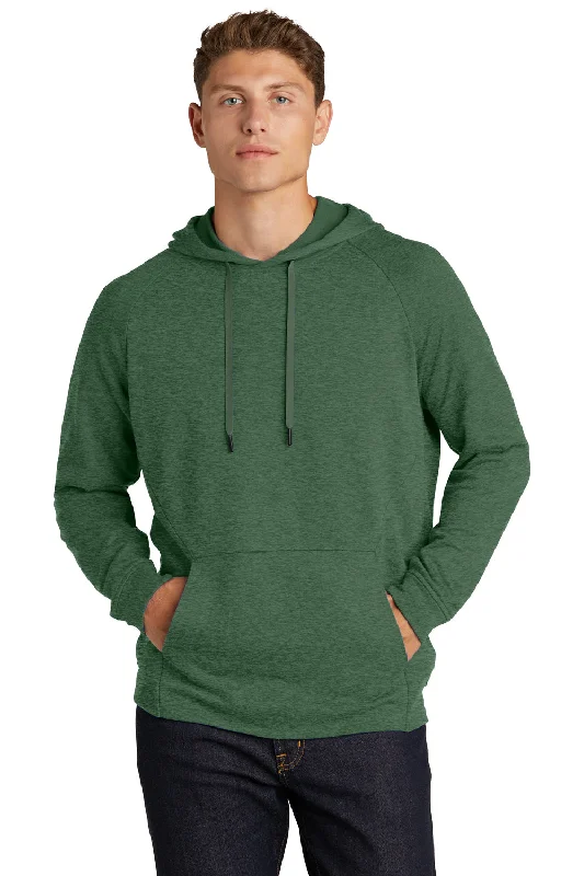 Men's eco-friendly casual hoodie-Sport-Tek Mens French Terry Hooded Sweatshirt Hoodie w/ Pouch Pocket - Heather Forest Green