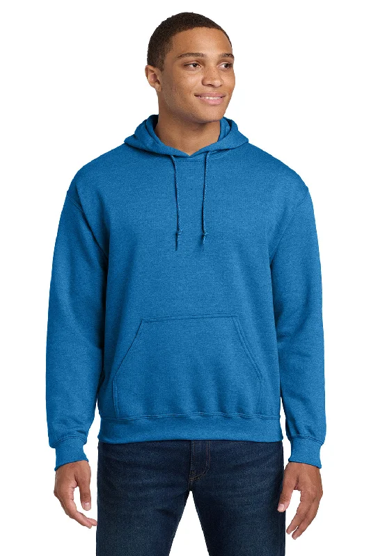 Men's fashion-forward workout hoodie-Gildan Mens Pill Resistant Hooded Sweatshirt Hoodie w/ Pouch Pocket - Heather Royal Blue