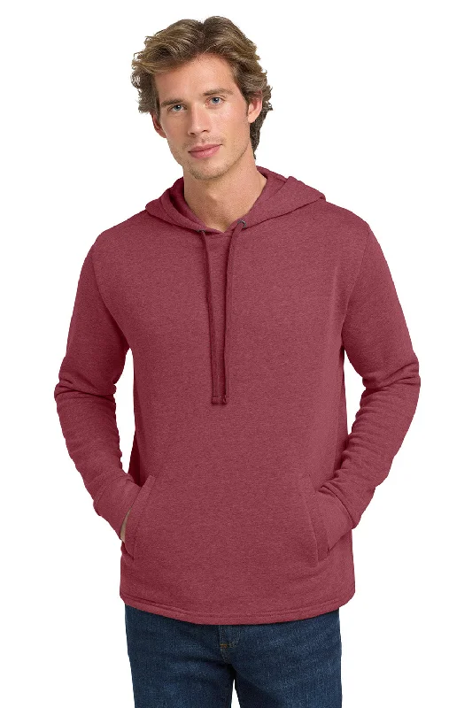 Men's relaxed fit gym hoodie-Next Level Mens PCH Fleece Hooded Sweatshirt Hoodie w/ Pockets - Heather Cardinal Red