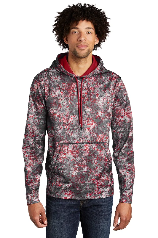 Men's durable gym hoodie-Sport-Tek Mens Sport-Wick Mineral Freeze Moisture Wicking Fleece Hooded Sweatshirt Hoodie w/ Pouch Pocket - Deep Red