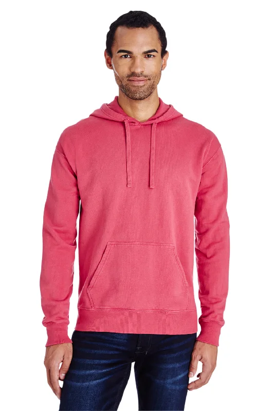 Men's summer active hoodie-ComfortWash By Hanes Mens Hooded Sweatshirt Hoodie w/ Pouch Pocket - Crimson Fall