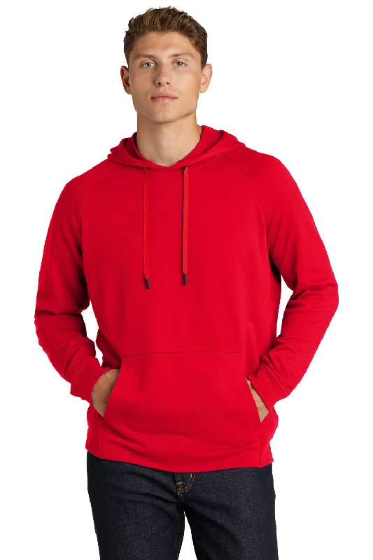 Men's breathable hiking hoodie-Sport-Tek Mens French Terry Hooded Sweatshirt Hoodie w/ Pouch Pocket - True Red