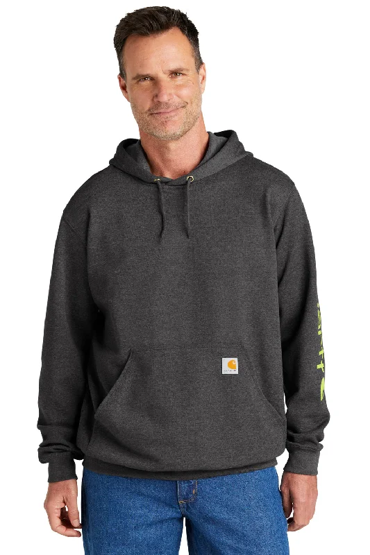 Men's weatherproof travel hoodie-Carhartt Mens Hooded Sweatshirt Hoodie w/ Pouch Pocket - Heather Carbon Grey