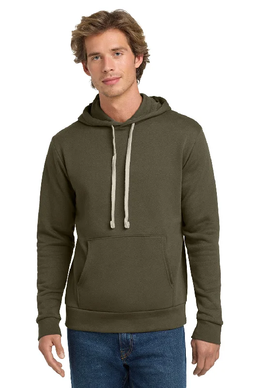 Men's lightweight hiking hoodie-Next Level Mens Fleece Hooded Sweatshirt Hoodie w/ Pouch Pocket - Military Green