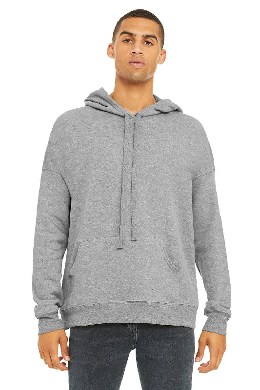 Men's antibacterial streetwear hoodie-Bella + Canvas Mens Sponge Fleece Hooded Sweatshirt Hoodie w/ Pouch Pocket - Heather Grey