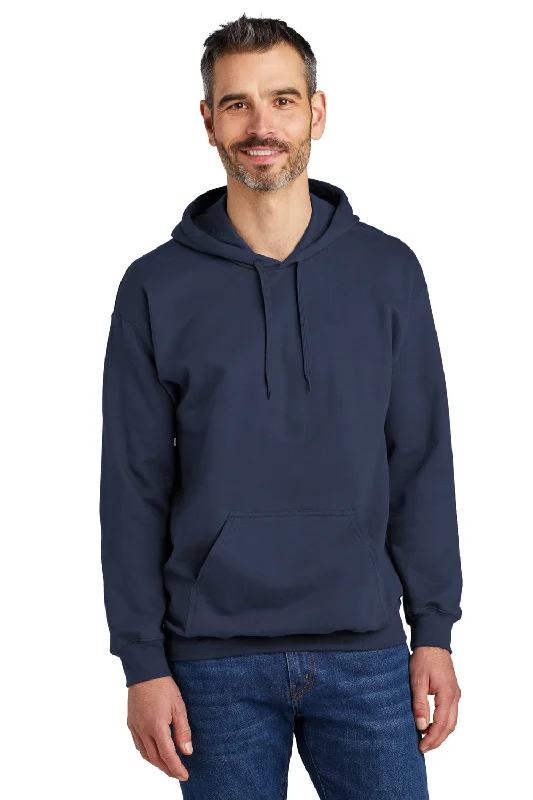 Men's ultra-comfortable gym hoodie-Gildan Mens Softstyle Hooded Sweatshirt Hoodie w/ Pouch Pocket - Navy Blue