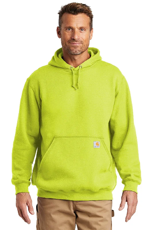 Men's breathable workout hoodie-Carhartt Mens Hooded Sweatshirt Hoodie w/ Pouch Pocket - Brite Lime Green