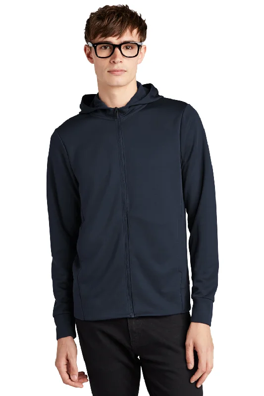 Men's summer active hoodie-Mercer+Mettle Mens Double Knit Full Zip Hooded Sweatshirt Hoodie w/ Pockets - Night Navy Blue