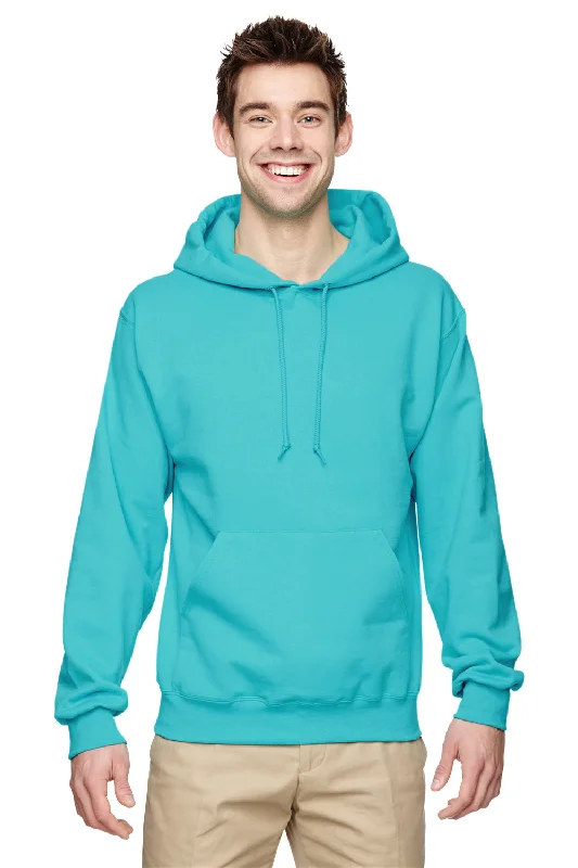 Men's antibacterial gym hoodie-Jerzees Mens NuBlend Pill Resistant Fleece Hooded Sweatshirt Hoodie w/ Pouch Pocket - Scuba Blue