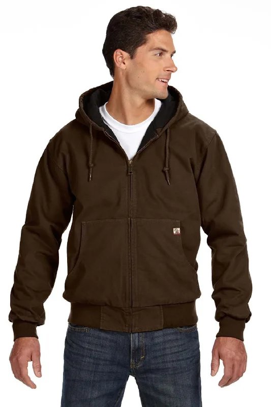 Men's modern sports hoodie-Dri Duck Mens Cheyenne Full Zip Hooded Sweatshirt Hoodie w/ Pockets - Tobacco Brown