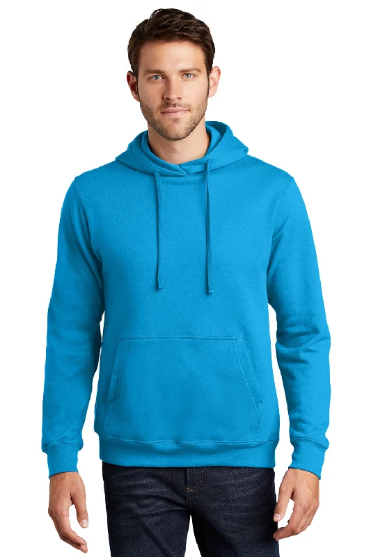 Men's breathable workout hoodie-Port & Company Mens Fan Favorite Fleece Hooded Sweatshirt Hoodie w/ Pouch Pocket - Sapphire Blue