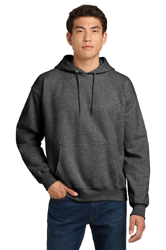 Men's tech-inspired workout hoodie-Hanes Mens Ultimate Cotton PrintPro XP Pill Resistant Hooded Sweatshirt Hoodie w/ Pouch Pocket - Oxford Grey