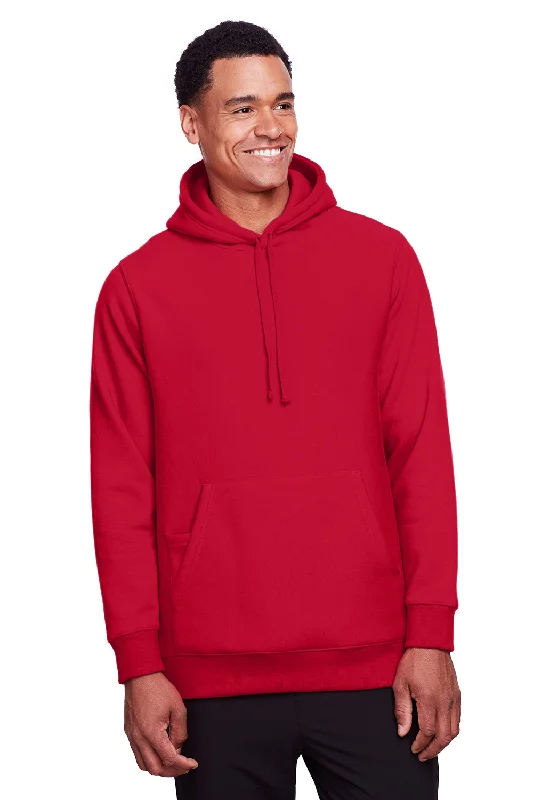 Men's sustainable casual hoodie-Team 365 Mens Zone HydroSport Fleece Water Resistant Hooded Sweatshirt Hoodie w/ Pouch Pocket - Red