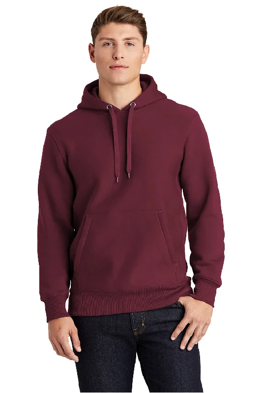 Men's performance active hoodie-Sport-Tek Mens Fleece Hooded Sweatshirt Hoodie w/ Pouch Pocket - Maroon