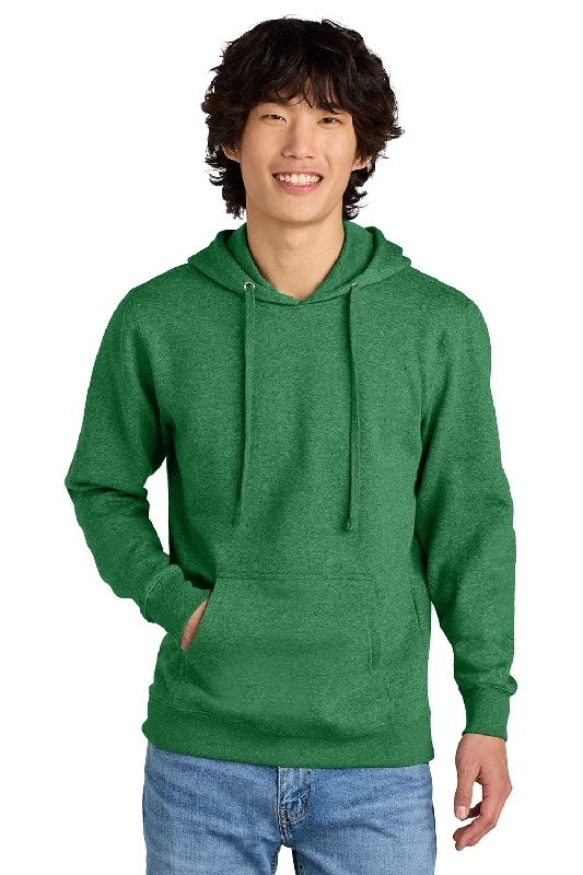 Men's weatherproof hiking hoodie-District Mens Very Important Fleece Hooded Sweatshirt Hoodie w/ Pouch Pocket - Heather Kelly Green