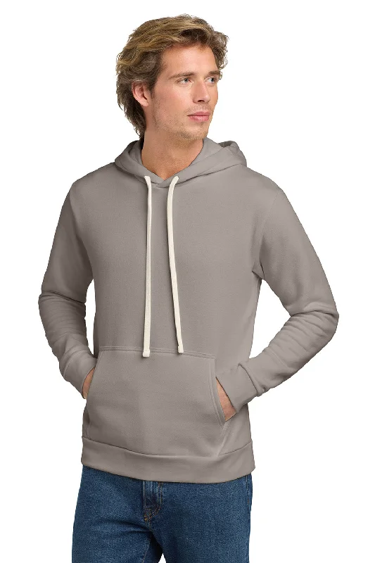 Men's pre-shrunk sports hoodie-Next Level Mens Fleece Hooded Sweatshirt Hoodie w/ Pouch Pocket - Lead Grey