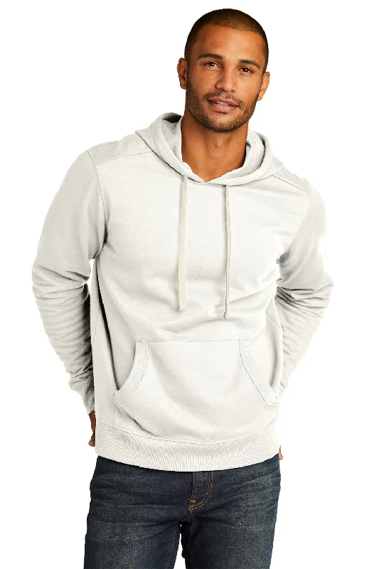 Men's sporty casual hoodie-District Mens Re-Fleece Hooded Sweatshirt Hoodie w/ Pouch Pocket - Vintage White - Closeout