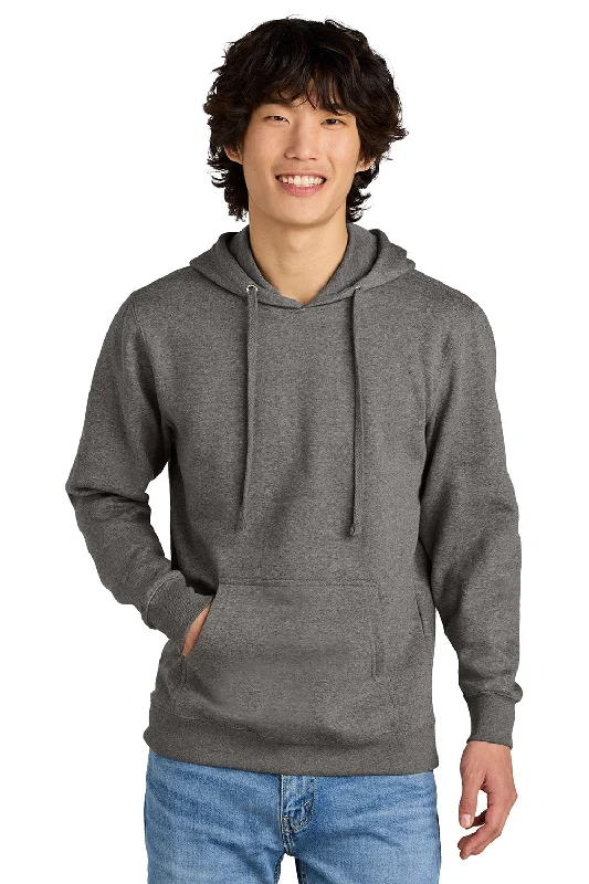 Men's fashionable pullover hoodie-District Mens Very Important Fleece Hooded Sweatshirt Hoodie w/ Pouch Pocket - Grey Frost