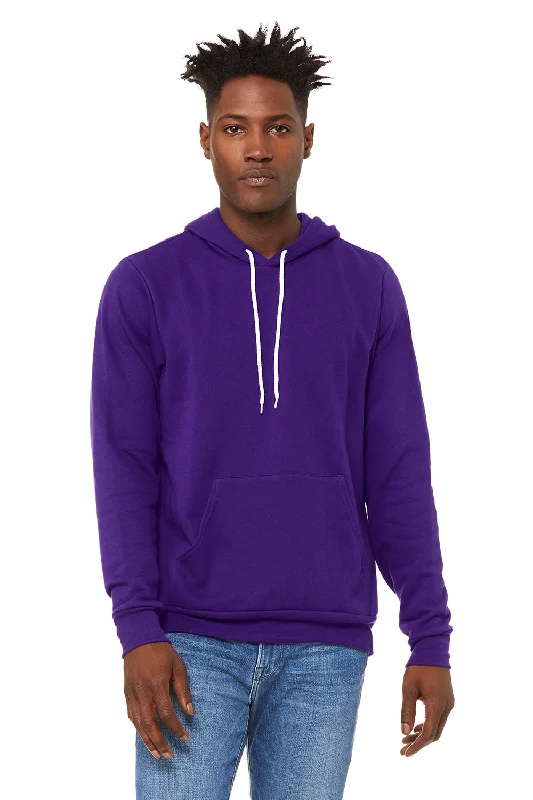 Men's eco-conscious gym hoodie-Bella + Canvas Mens Sponge Fleece Hooded Sweatshirt Hoodie w/ Pouch Pocket - Team Purple