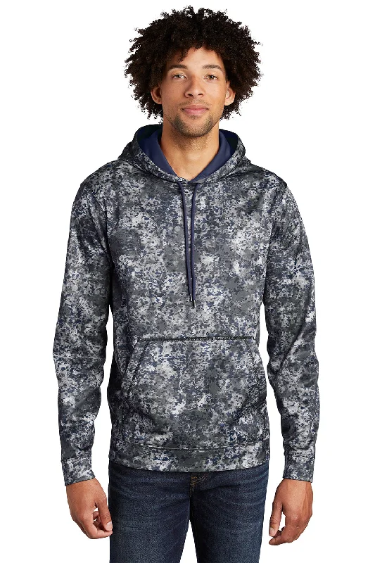 Men's eco-conscious casual hoodie-Sport-Tek Mens Sport-Wick Mineral Freeze Moisture Wicking Fleece Hooded Sweatshirt Hoodie w/ Pouch Pocket - True Navy Blue