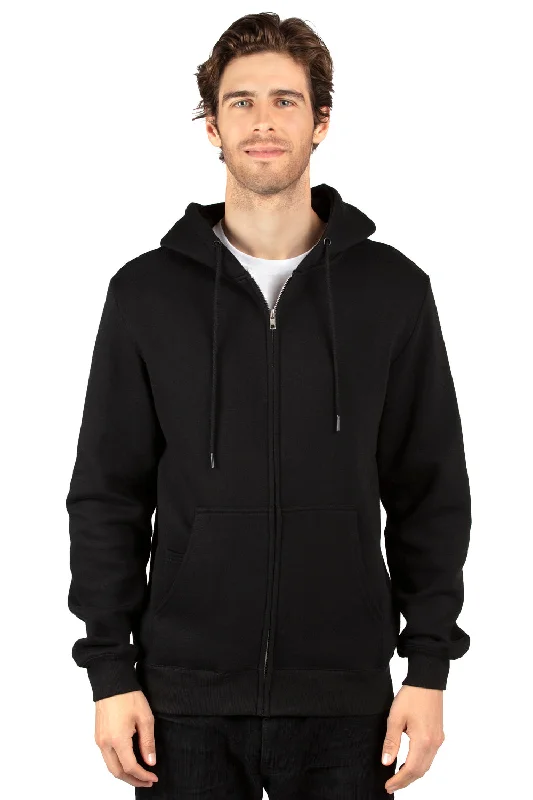 Men's modern casual hoodie-Threadfast Apparel Mens Ultimate Fleece Full Zip Hooded Sweatshirt Hoodie w/ Pockets - Black