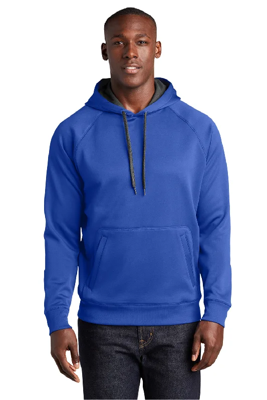 Men's sustainable gym hoodie-Sport-Tek Mens Tech Moisture Wicking Fleece Hooded Sweatshirt Hoodie w/ Pouch Pocket - True Royal Blue