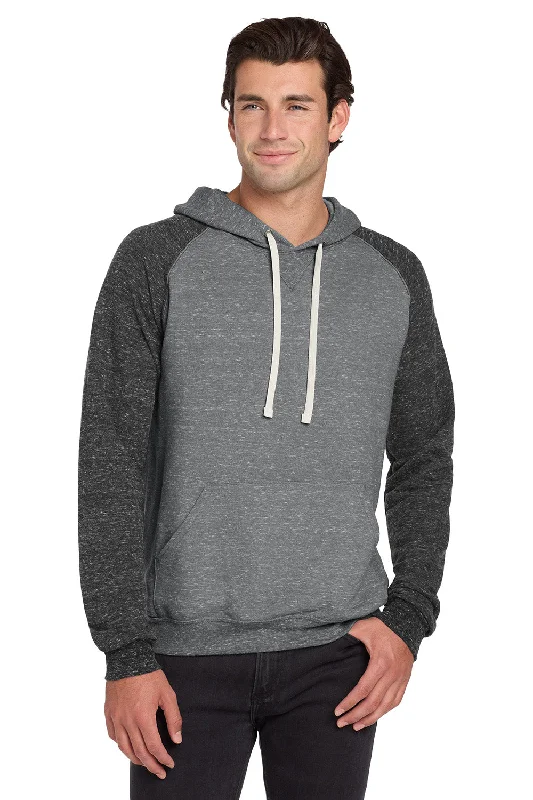 Men's breathable active hoodie-Jerzees Mens Vintage Snow French Terry Hooded Sweatshirt Hoodie w/ Pouch Pocket - Heather Charcoal Grey/Black