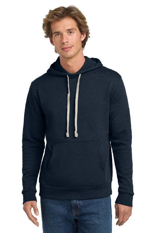 Men's adventure-ready travel hoodie-Next Level Mens Fleece Hooded Sweatshirt Hoodie w/ Pouch Pocket - Midnight Navy Blue