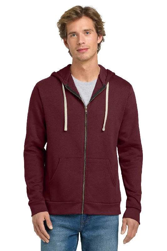 Men's breathable workout hoodie-Next Level Mens Fleece Full Zip Hooded Sweatshirt Hoodie w/ Pockets - Maroon