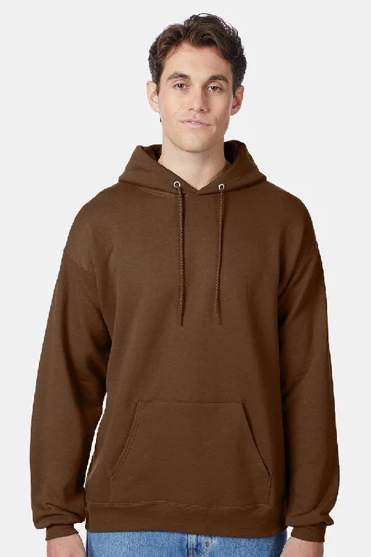 Men's tech-fabric gym hoodie-Hanes Mens EcoSmart Print Pro XP Pill Resistant Hooded Sweatshirt Hoodie w/ Pouch Pocket - Army Brown