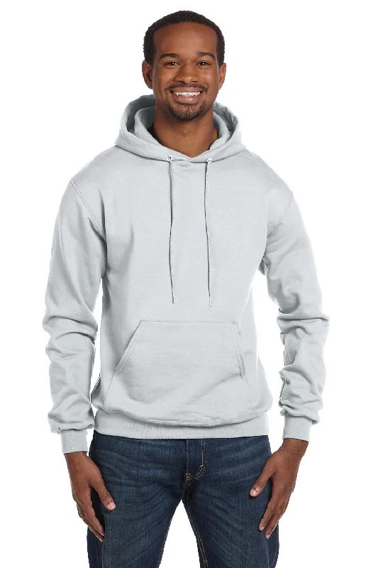 Men's lightweight sports hoodie-Champion Mens Double Dry Eco Moisture Wicking Fleece Hooded Sweatshirt Hoodie w/ Pouch Pocket - Silver Grey