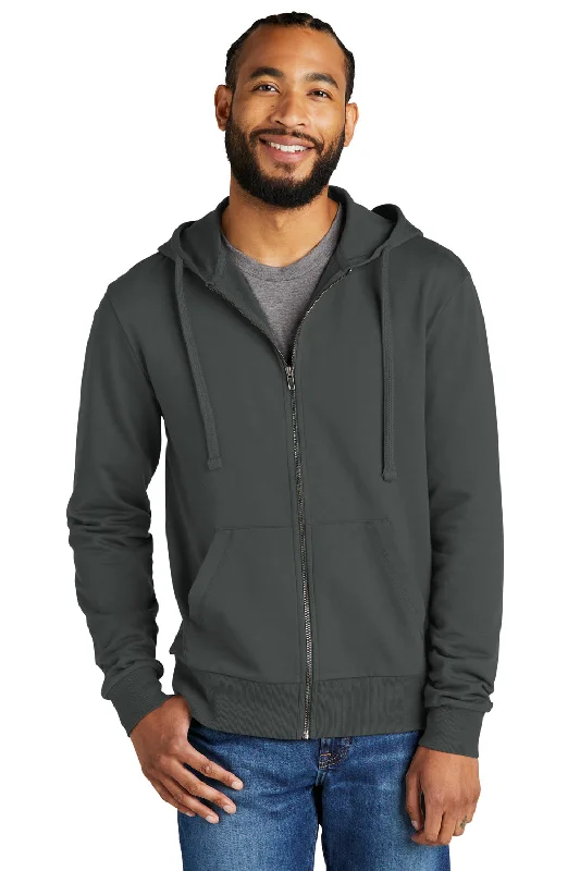 Men's adventure-ready gym hoodie-Allmade Mens Organic French Terry Full Zip Hooded Sweatshirt Hoodie w/ Pockets - Terrain Grey