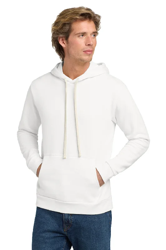 Men's eco-friendly travel hoodie-Next Level Mens Fleece Hooded Sweatshirt Hoodie w/ Pouch Pocket - White